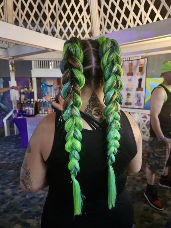Long mint green braided extensions