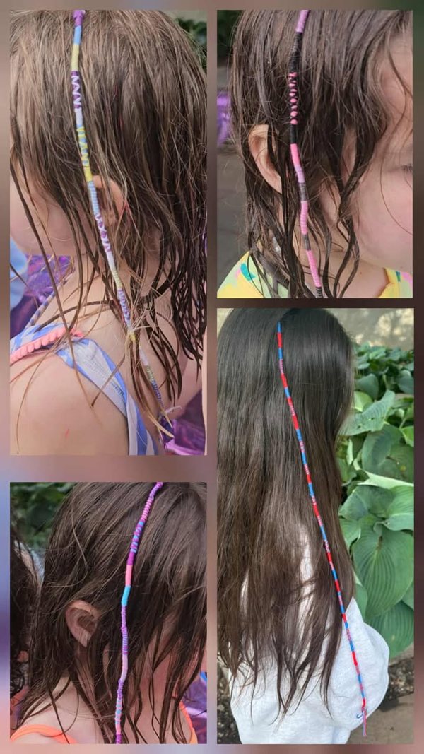 Colorful embroidery floss hair wraps